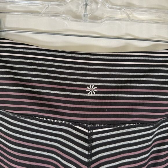 Athleta leggings Women's medium Purple Pink Striped Pull On High Rise - Picture 10 of 10